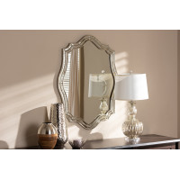 Baxton Studio RXW-7346 Isidora Art Deco Antique Silver Finished Accent Wall Mirror